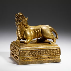 GILT BRONZE MYTHICAL BEAST - SHAPED SEAL