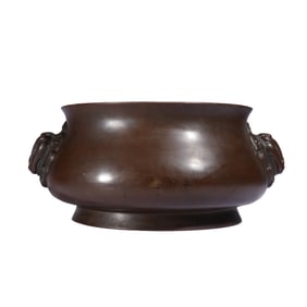 BRONZE CENSER WITH BEAST - SHAPED HANDLES