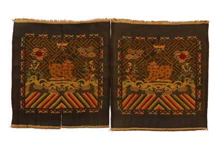 QING DYNASTY STYLE BUZI (RANK BADGES) WITH LION PATTERNS