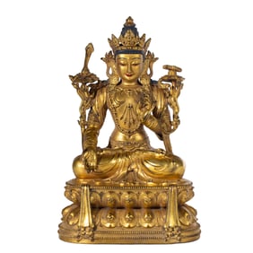 GILT - BRONZE STATUE OF MANJUSHRI
