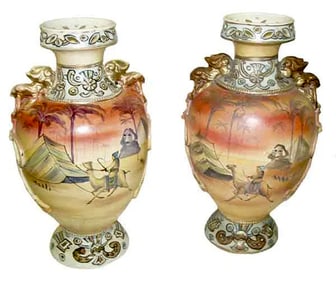 PAIR LARGE NORITAKI JAPANESE VASES