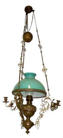 CAST BRONZE OIL & CANDLE PARLOUR CHANDELIER