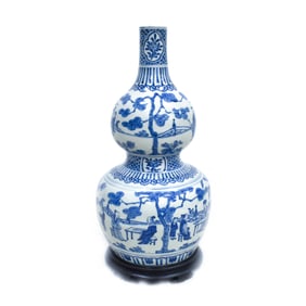 MING BLUE & WHITE DOUBLE GOURD PORCELAIN VASE
