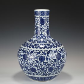 QING QIANLONG BLUE & WHITE CELESTIAL BOTTLE