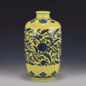 BLUE & YELLOW GLAZE FLOWER VASE