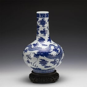 QING YONGZHENG BLUE VASE ON STAND