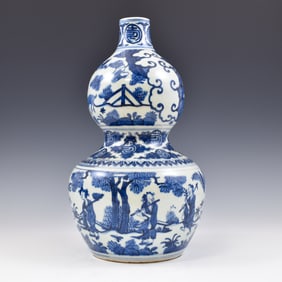 WANLI BLUE AND WHITE IMMORTAL DOUBLE GOURD VASE
