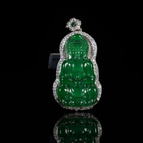 Chinese Jadeite Guanyin Pendant