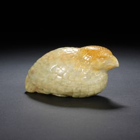 Chinese White Jade Quail Handheld Carving