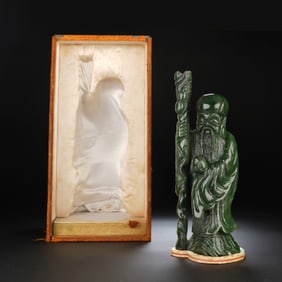 Chinese Jasper Carved God of Longevity Statue