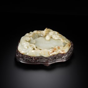 Chinese White Jade Mythical Beast Brush Washer