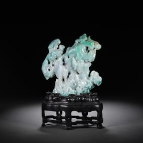 Chinese Jadeite Carved Mountain Ornament