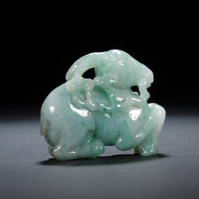 Chinese Jadeite Auspicious Deer Figurine