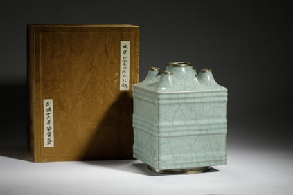 Chinese Ru Kiln Square Five-Spout Vase