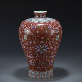 QING QIANLONG PASTEL PLUM VASE