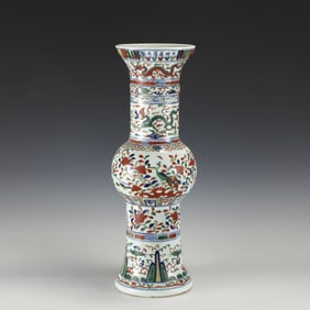 MING WANLI COLOURFUL FLOWER GOBLETS