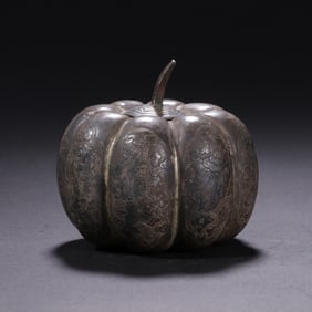 Chinese Silver Pumpkin-Form Carp Box