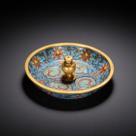 Chinese Cloisonn? Floral-Dragon Incense Fork