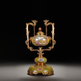 Chinese Gilt Enamel Western Figure Dragon Hanging Jar