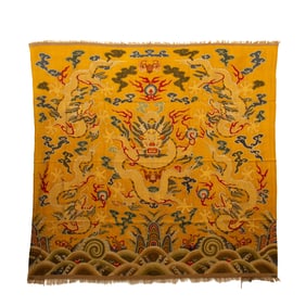 Chinese Kesi Dragon & Clouds Textile Panel