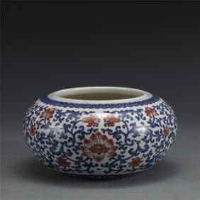 QING QIANLONG BLUE & WHITE UNDERGLAZE RED BRUSH WASHER