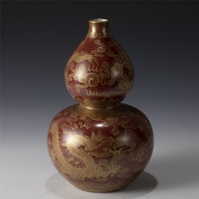 QING QIANLONG GOLD-PAINTED GOURD VASE