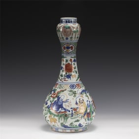 MING WANLI WUCAI GARLIC VASE
