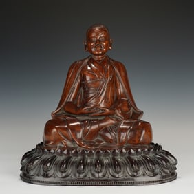 Chinese Boxwood Seated Guru Figure