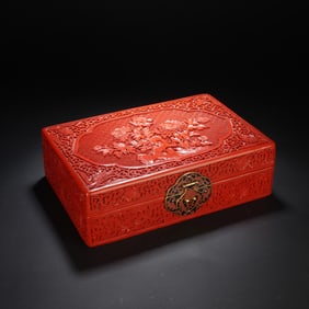 Chinese Cinnabar Lacquer Floral Jewelry Box