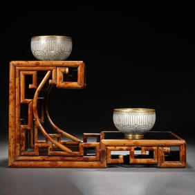 Chinese Xiangfei Bamboo & Enamel Set