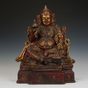 Chinese Gilt-Bronze Vaishravana Statue