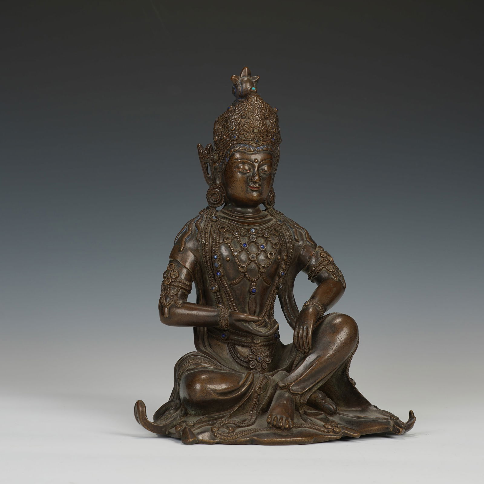 Chinese Alloy Copper Self-Contained Guanyin Seated Figure (1 of 7)