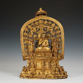 Chinese Gilt-Bronze Shakyamuni Buddha Seated Figure