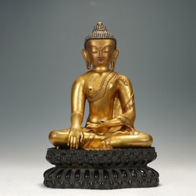 Chinese Gilt-Bronze Shakyamuni Buddha Figure
