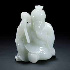 Chinese Hetian Jade God of Longevity Figure