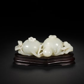 Chinese White Jade Pomegranate Brush Rest