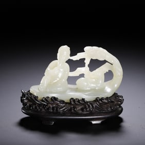 Chinese White Jade Scholar-Pine Ornament