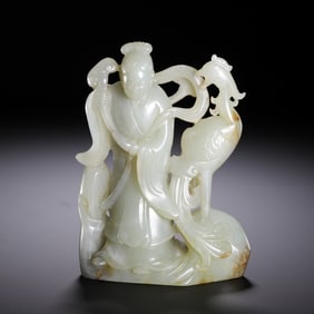 Chinese Hetian Jade Magu Longevity Ornament