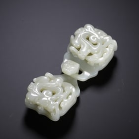 Chinese Hetian Jade Openwork Belt Buckle