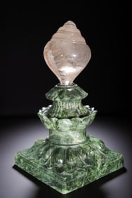 Chinese Crystal Dharma Conch Ornament