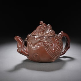 Chinese Carved Yixing Clay Teapot