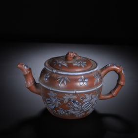 Chinese Painted Bamboo-Zisha Teapot