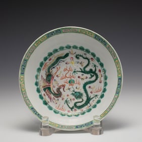 QING GUANGXU FAMILLE ROSE DRAGON PLATE