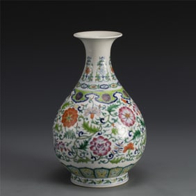 QING QIANLONG FAMILLE ROSE FLOWER SPRING VASE