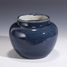 MING BLUE GLAZED MONOCHROME JAR