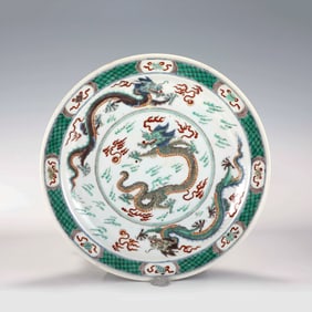 QING WUCAI DRAGON PLATE