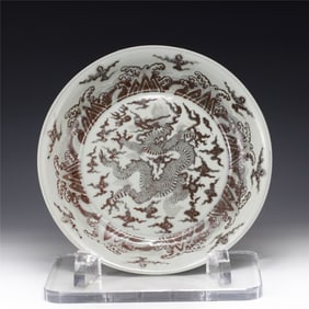 MING UNDERGLAZE RED PLATE