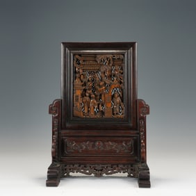 Chinese Zitan Figure Story Table Screen