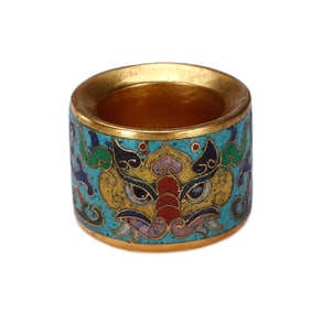 Chinese Cloisonn? Beast-Mask Archer's Ring