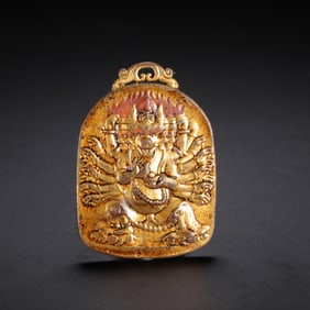 Chinese Gilt-Bronze Yamantaka Buddha Plaque